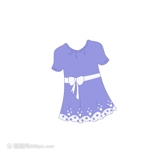 手绘卡通夏天靛色连衣裙 以笔触捕捉夏日的梦幻与灵动